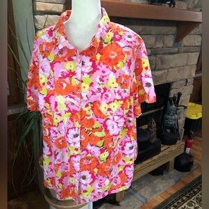 WHITE STAG SIZE 4X BRIGHT VIBRANT SHORT SLEEVE SHIRT FLORAL PRINT. EUC